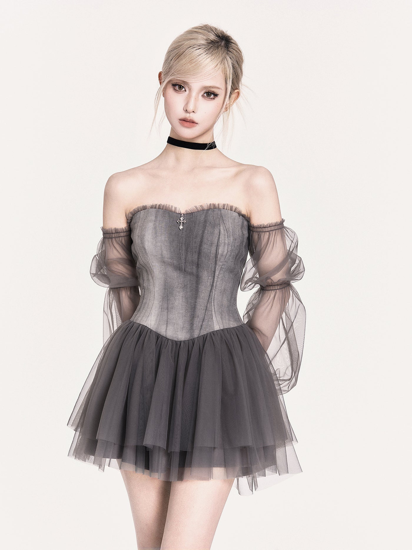 Romantic Design Tie-dye Puffy Dress VOC0471