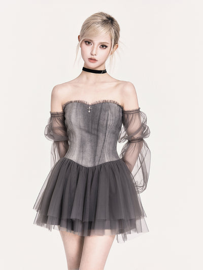 Romantic Design Tie-dye Puffy Dress VOC0471