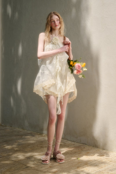 Fluffy Lace Suspender Dress GRO0132