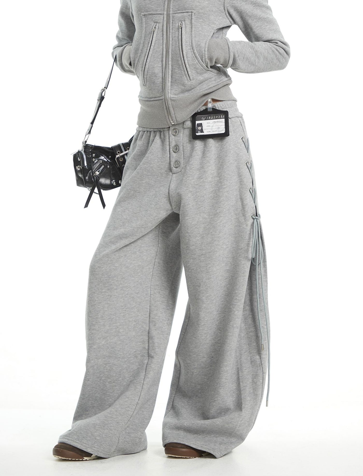 Fur Collar Hooded Sweatshirt Jacket/Pants UNC0326