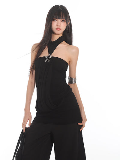 Halter Neck Star Brooch Camisole/Wide-leg Mopping Pants UNC0143