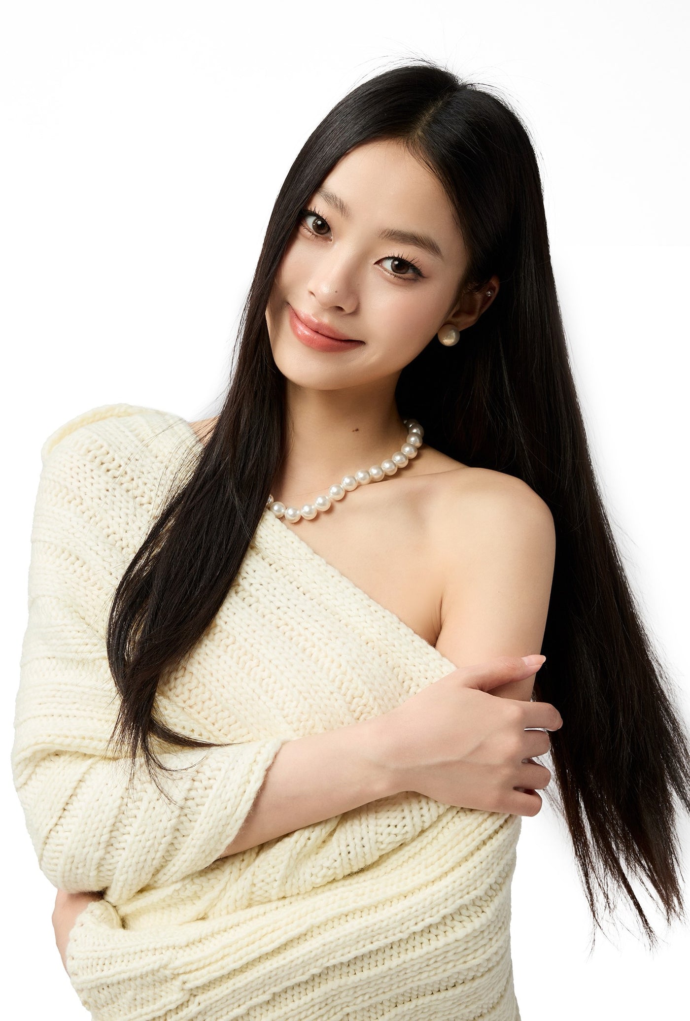 White Irregular Sweater/Neck Warmer+Arm Sleeves 4MU0154