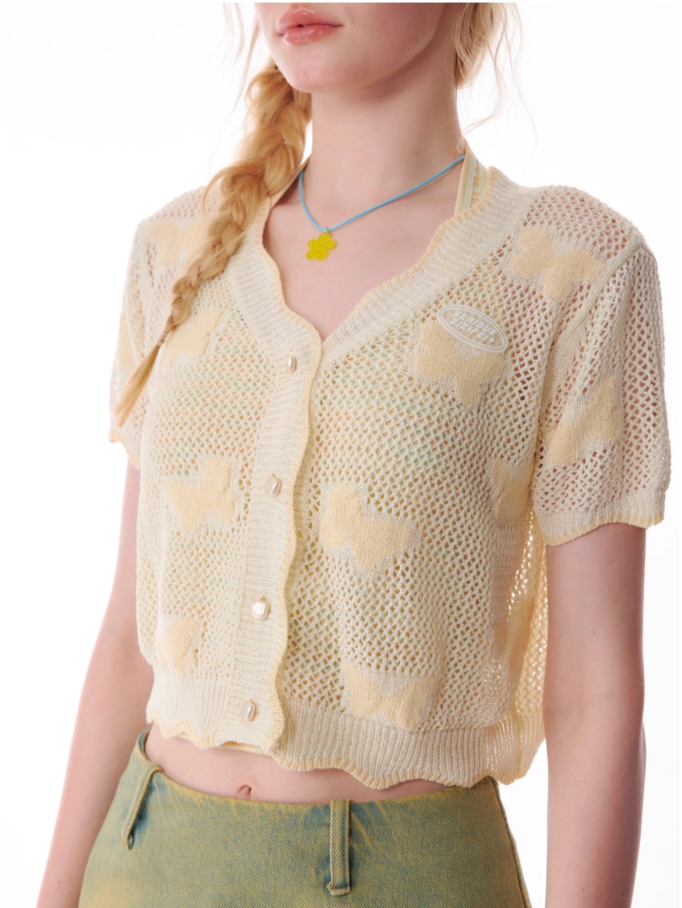 Butterfly Hollow Sunscreen Knitted Short-sleeved Cardigan ZIZ0117