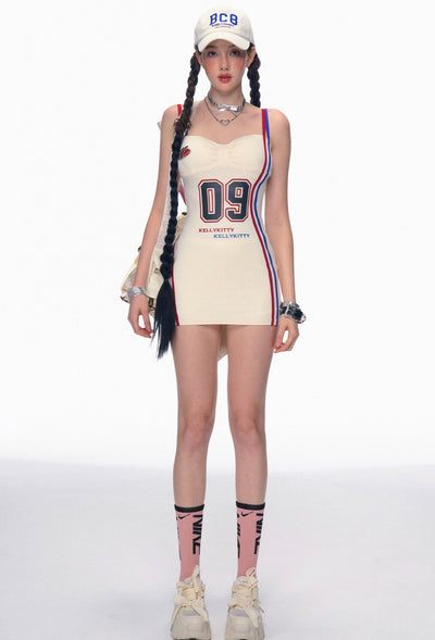 American Sports Style Casual Tight Suspender Dress DIA0188