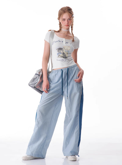 Contrast Color Wide Leg Quick-drying Sports Casual Pants ZIZ0103