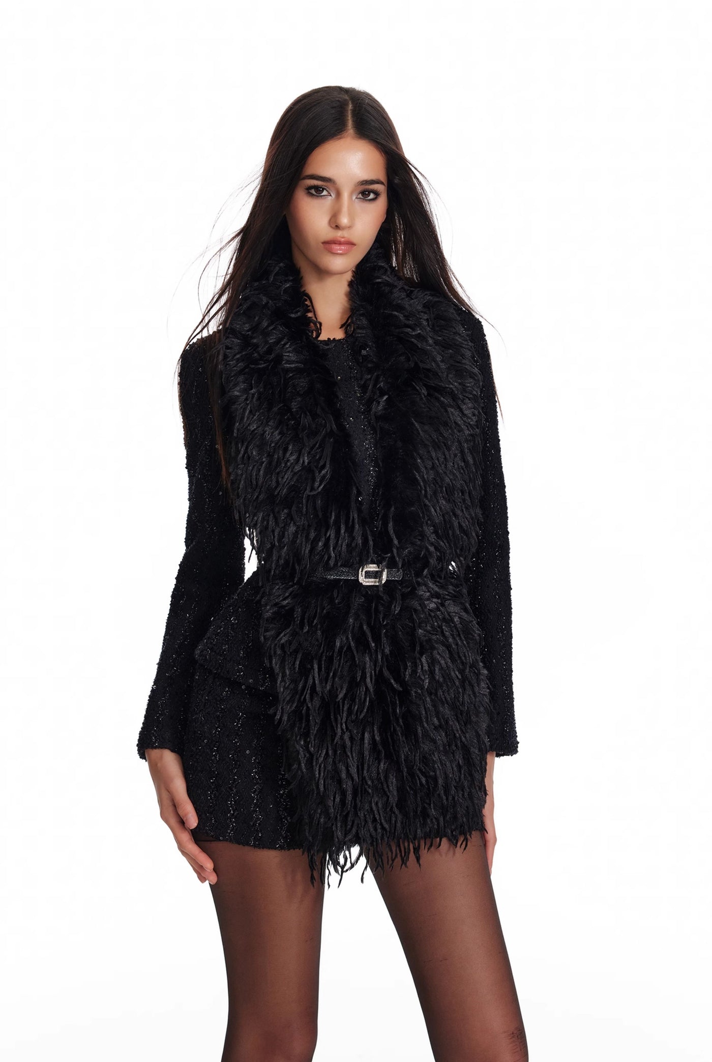 Detachable Fur Collar High-end Jacket/Suit Skirt 4MU0077