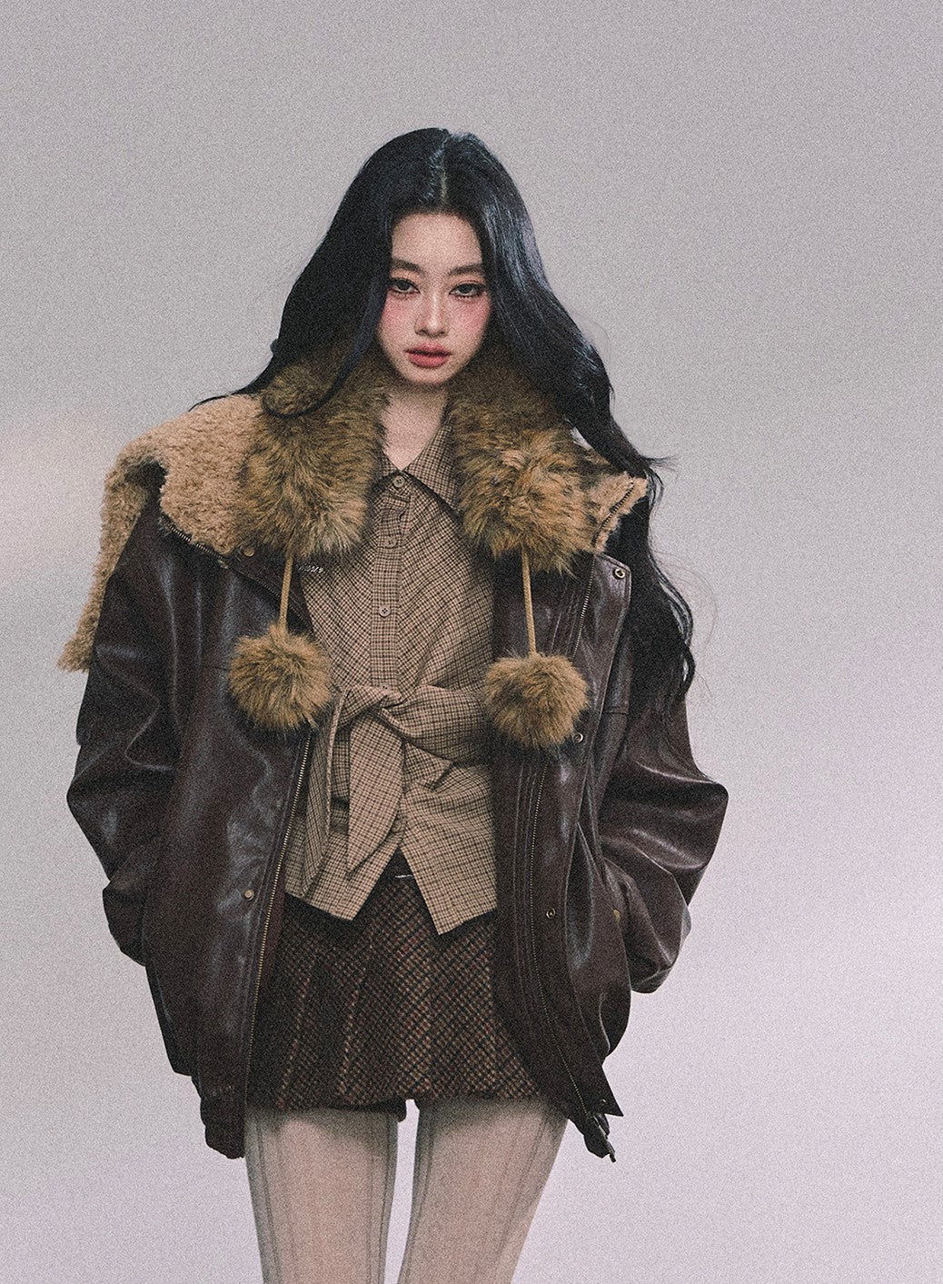 American Navy Collar Leather Jacket DIA0615