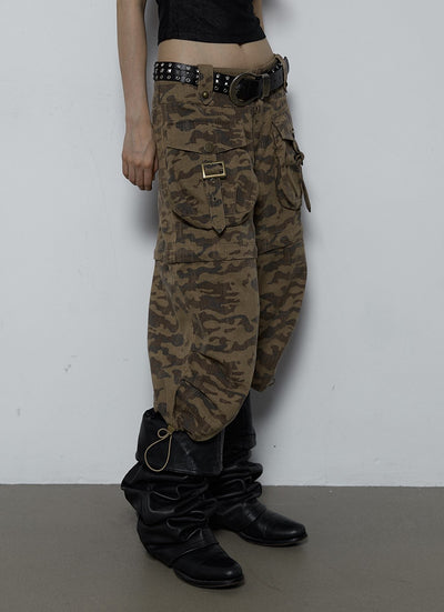 American Retro Loose Camouflage Two-wear Cropped Pants NOR0061