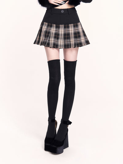 Retro Faux Two-Piece Pleated Skirt VOC0487