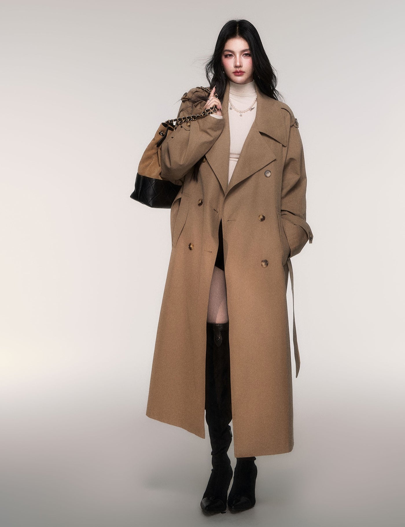 Classic Oversized Double-Breasted Trench Coat LUL0205