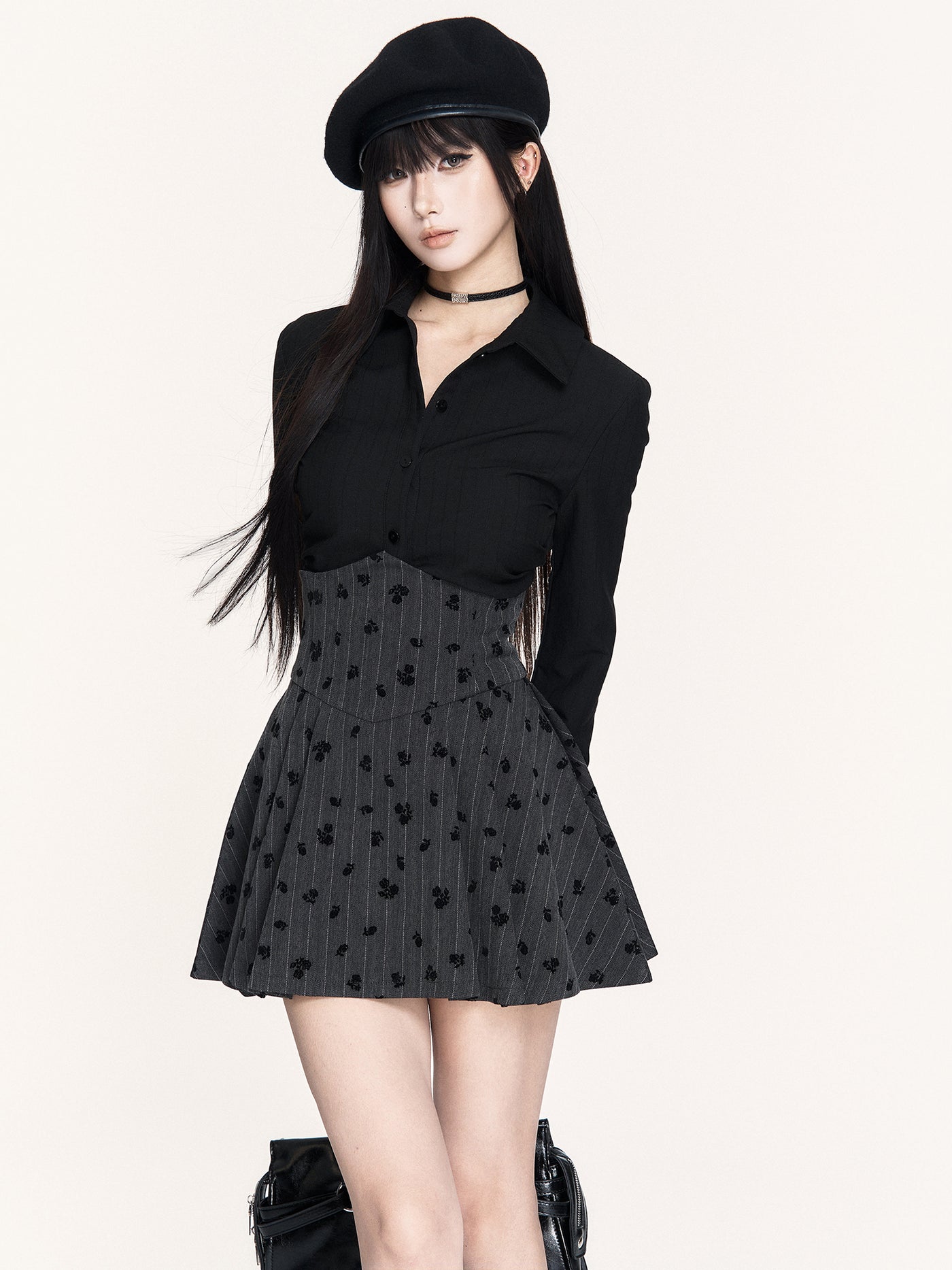 Striped Lace Long-sleeved Shirt VOC0454