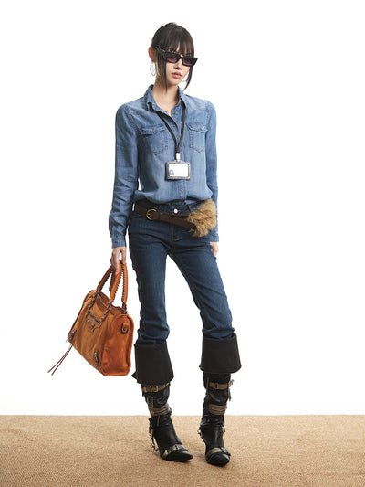 Retro Slim Fit Flared Skinny Jeans UNC0313