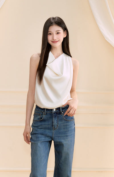 Swing Collar Sleeveless Shirt/Skirt OSH0153