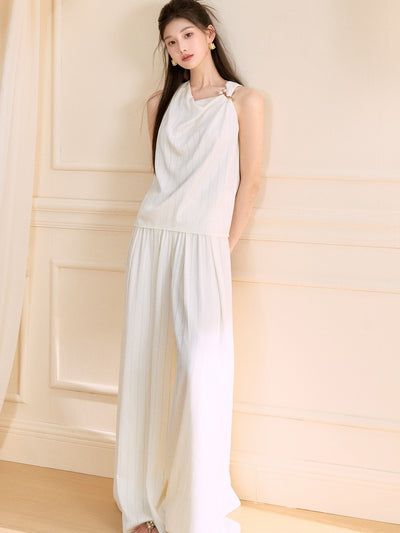 Asymmetrical Shirt/Wide-leg Pants OSH0128