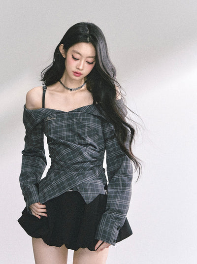 One-shoulder Waist Slim Shirt DIA0535