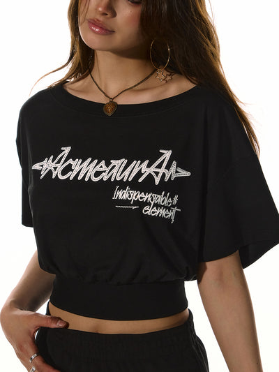 Oblique Shoulder Short T-shirt ACM0080