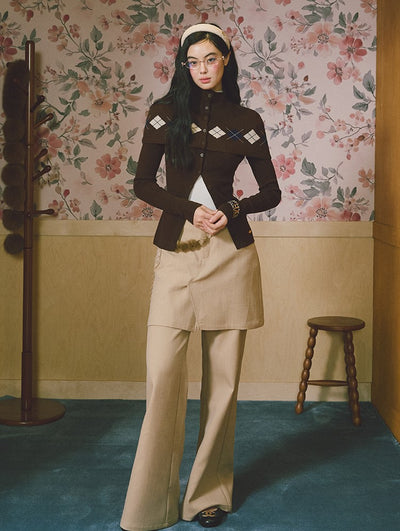 Faux Two-Piece Layered Wide-Leg Pants LAL0231