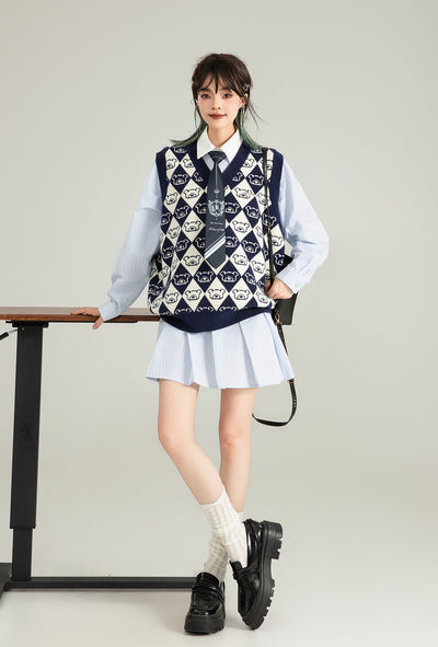 Retro Jacquard Sweater Pullover Vest KEI0121