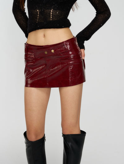 Crocodile Pattern Mini Leather Skirt 4MU0159