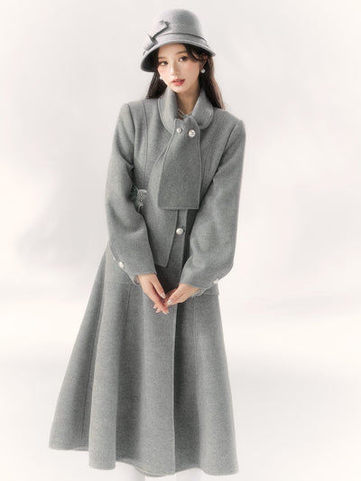 Gray Lace Bow Design Coat BBB0094