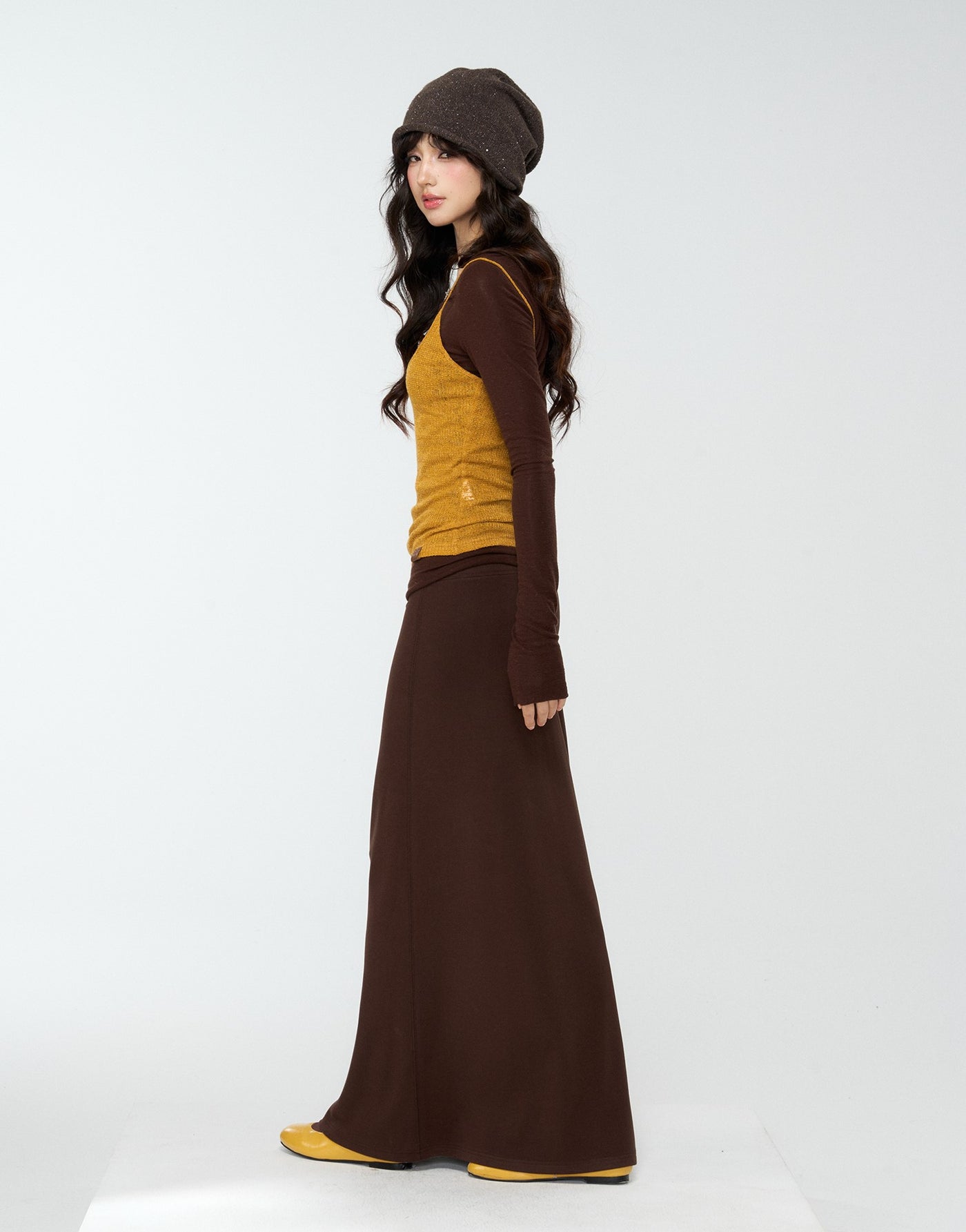 Brown Lazy Style Slimming Skirt 4MU0177