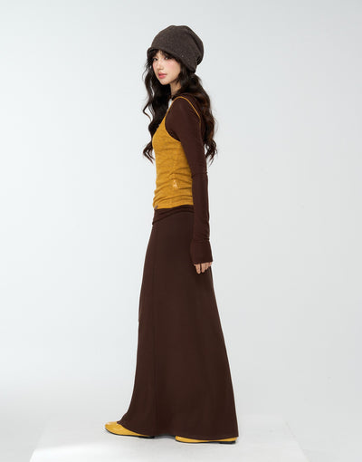 Brown Lazy Style Slimming Skirt 4MU0177