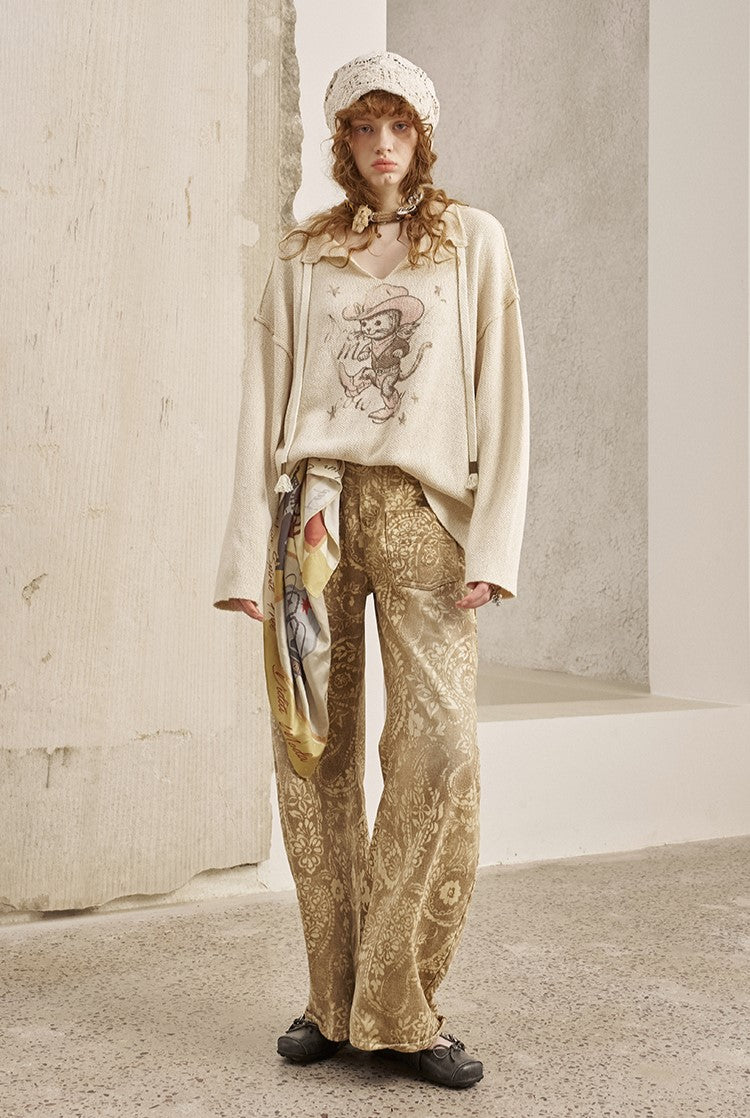 Paisley Print Wide-leg Jeans DID0252