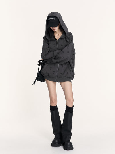 Casual Cross Design Hooded Jacket/Shorts VOC0459