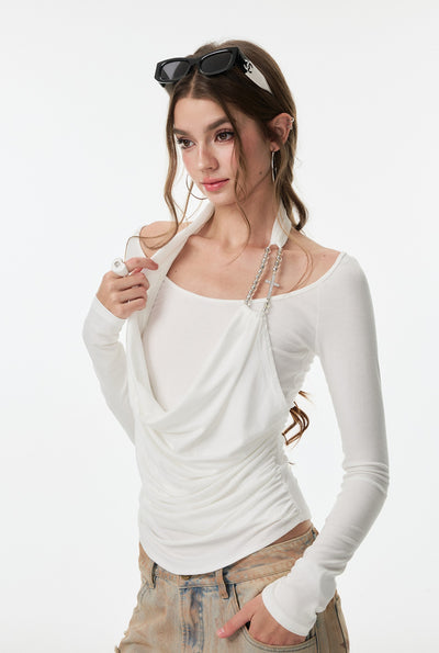 Cross Rhinestone Long Sleeves Top 4MU0157