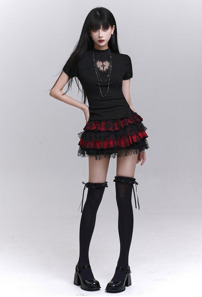 Black Heart Cross Short-sleeved T-shirt LAD0197