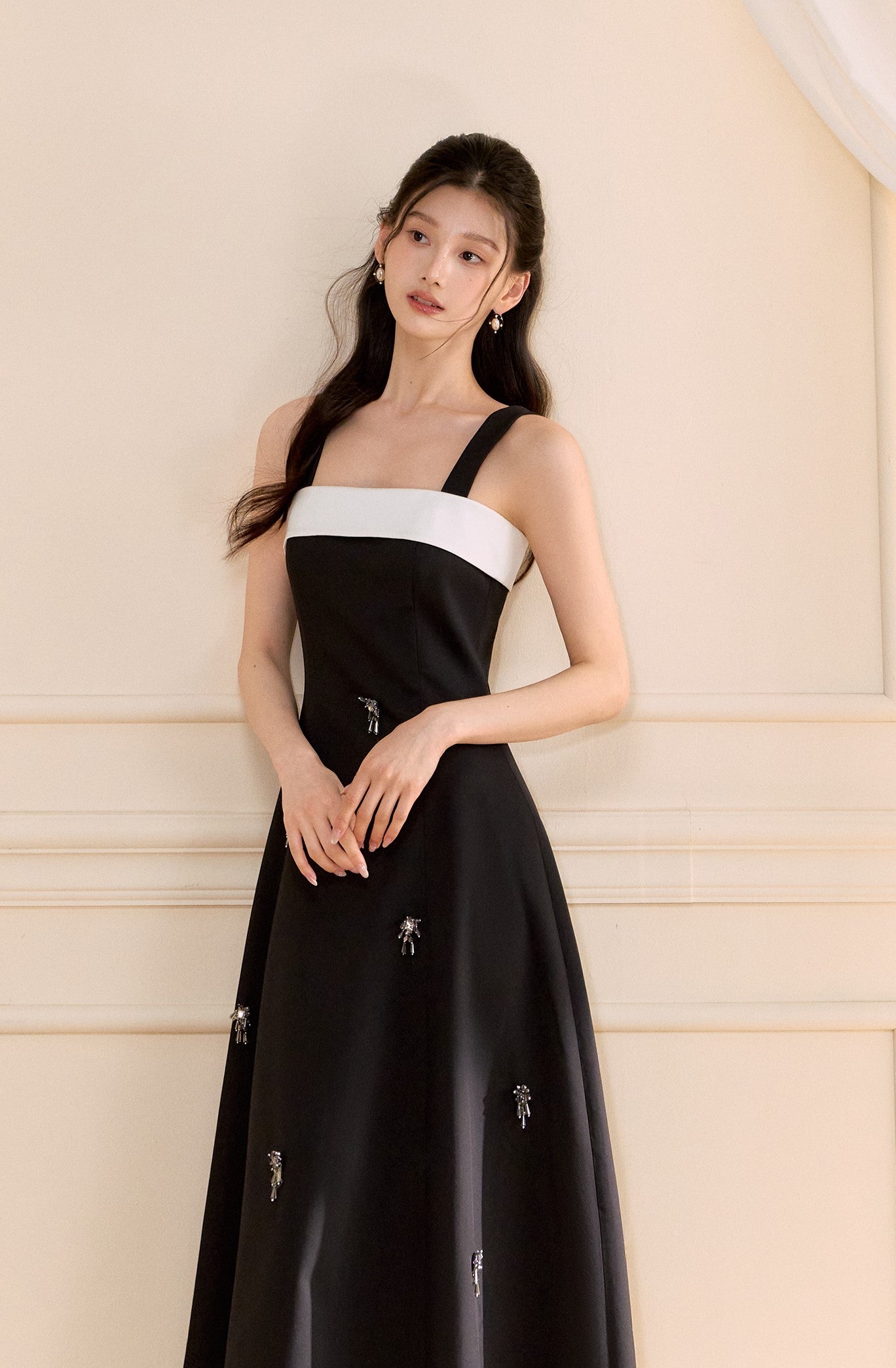 Swing A-line Long Suspender Dress OSH0156