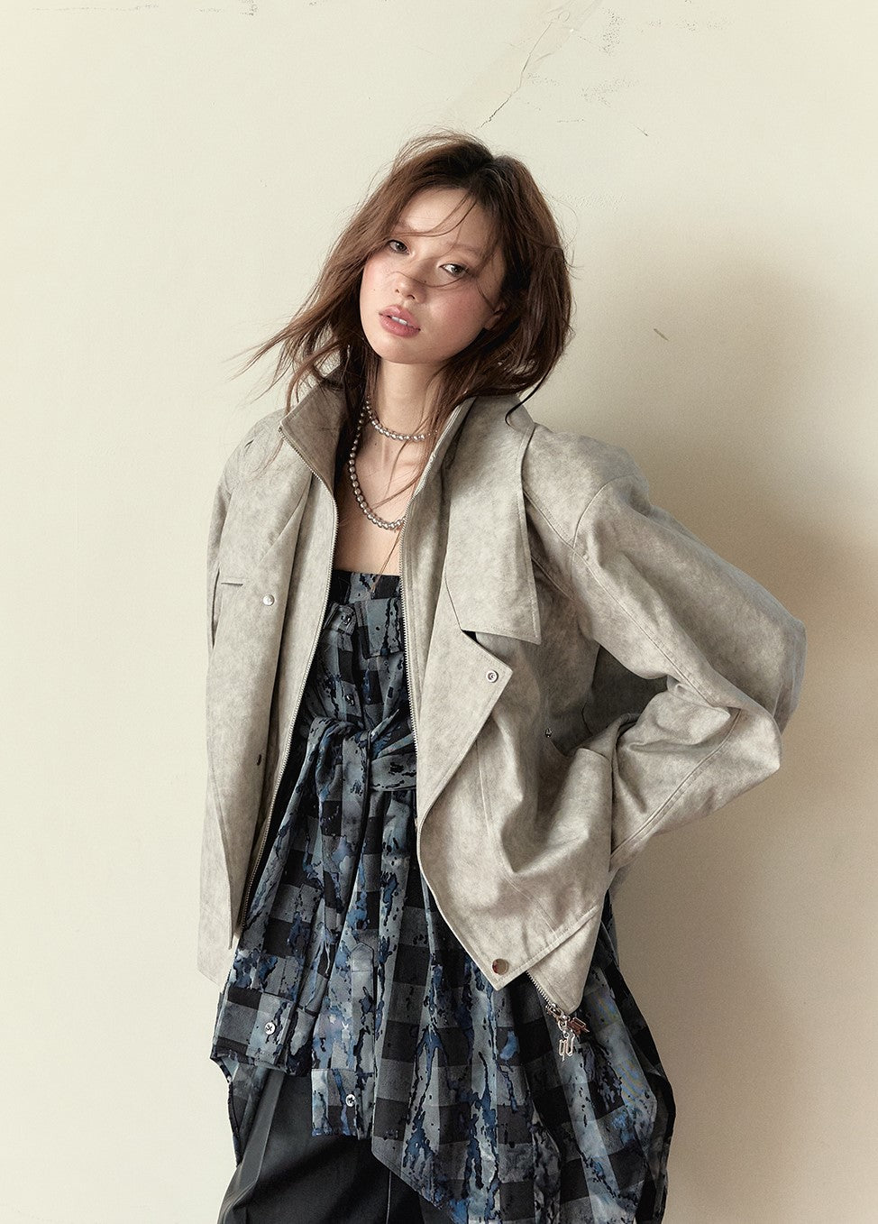 Motorcycle Style Street Rivet Loose Jacket VIA0157