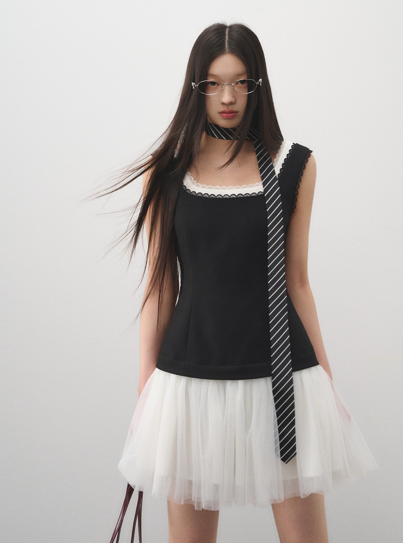 Fake Two-piece Splicing Mesh Dress LAL0163