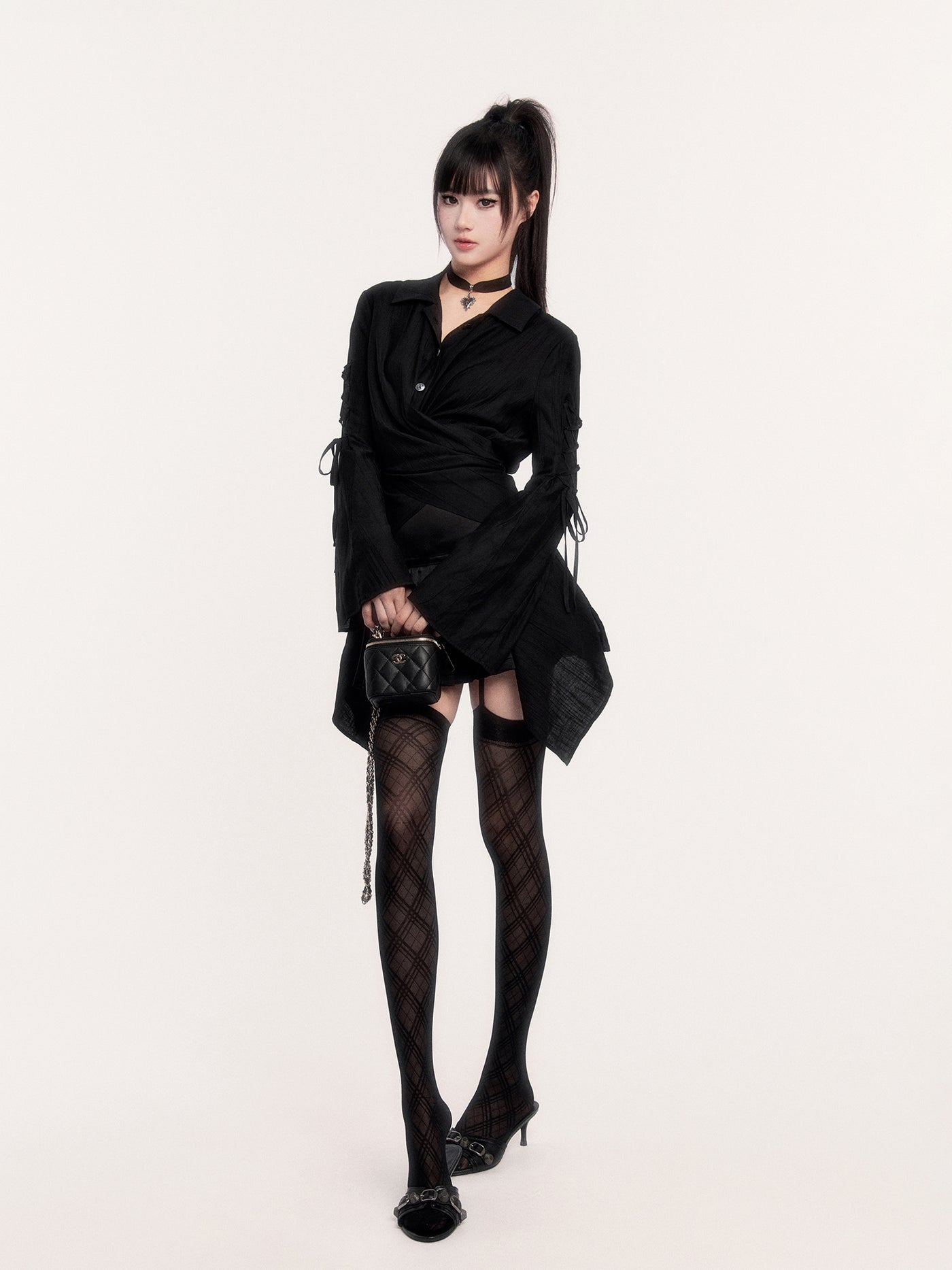 Tie-up Trumpet Sleeve Shirt VOC0434