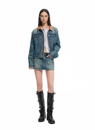 Modern Retro Washed Twill Leather Skirt NOT0310