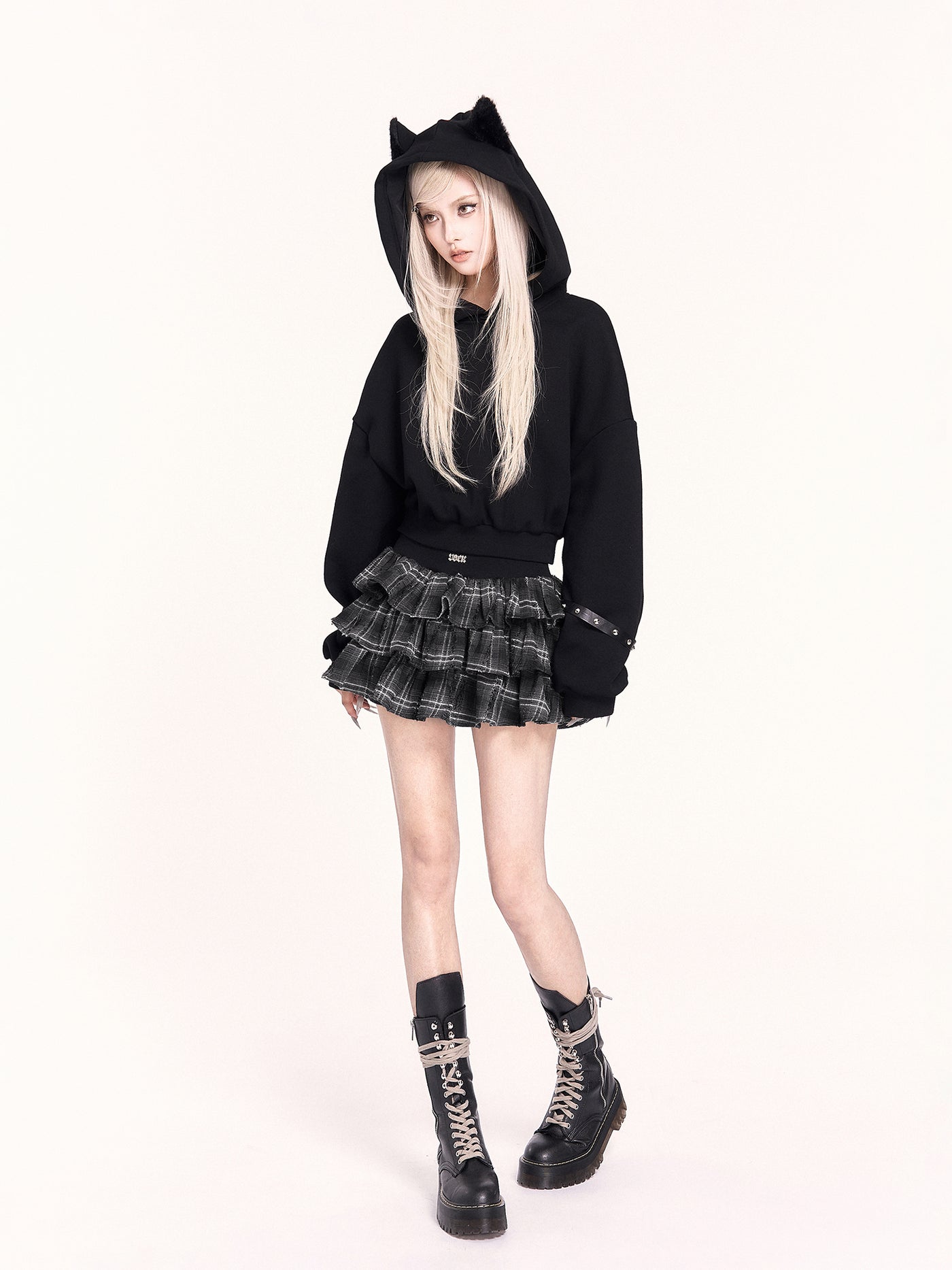 Plush Cat Ear Short Hooded Sweatshirt VOC0467