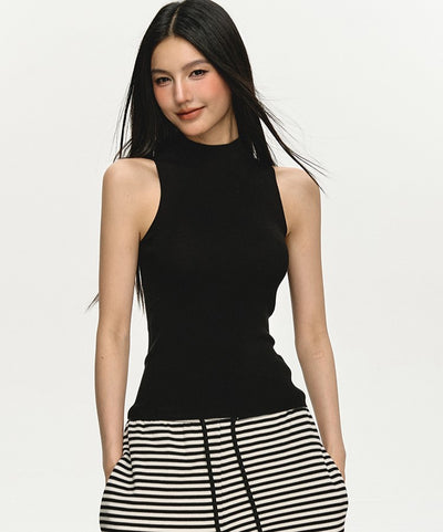 Mid-neck Knitted Sleeveless Top ANA0018