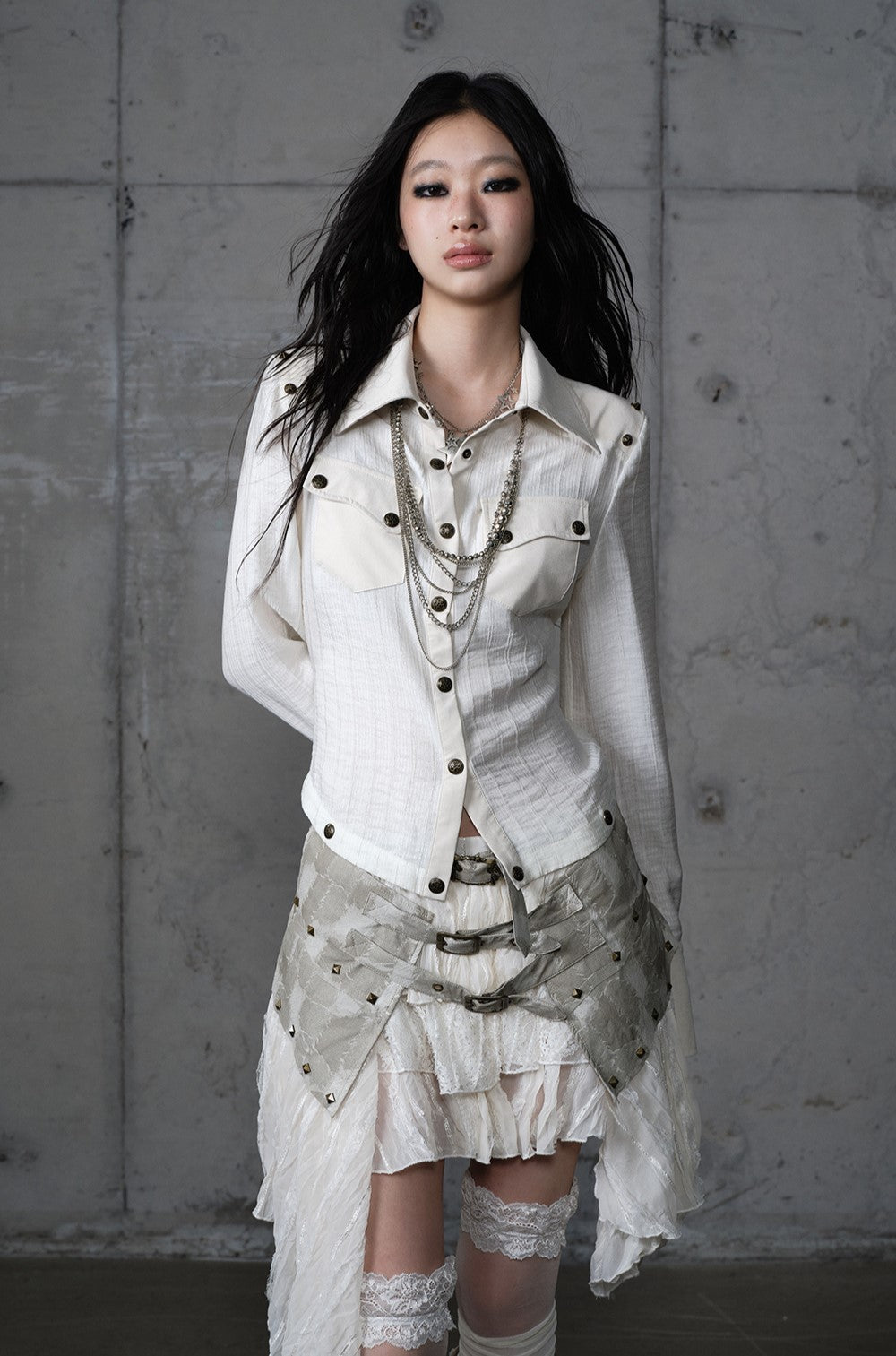 Punk Irregular Multi-layer Lace Skirt NOR0200