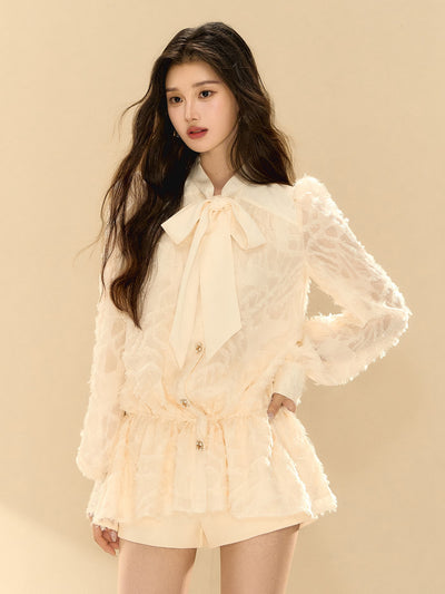 Puff Sleeves Bow Shirt Dress OSH0139