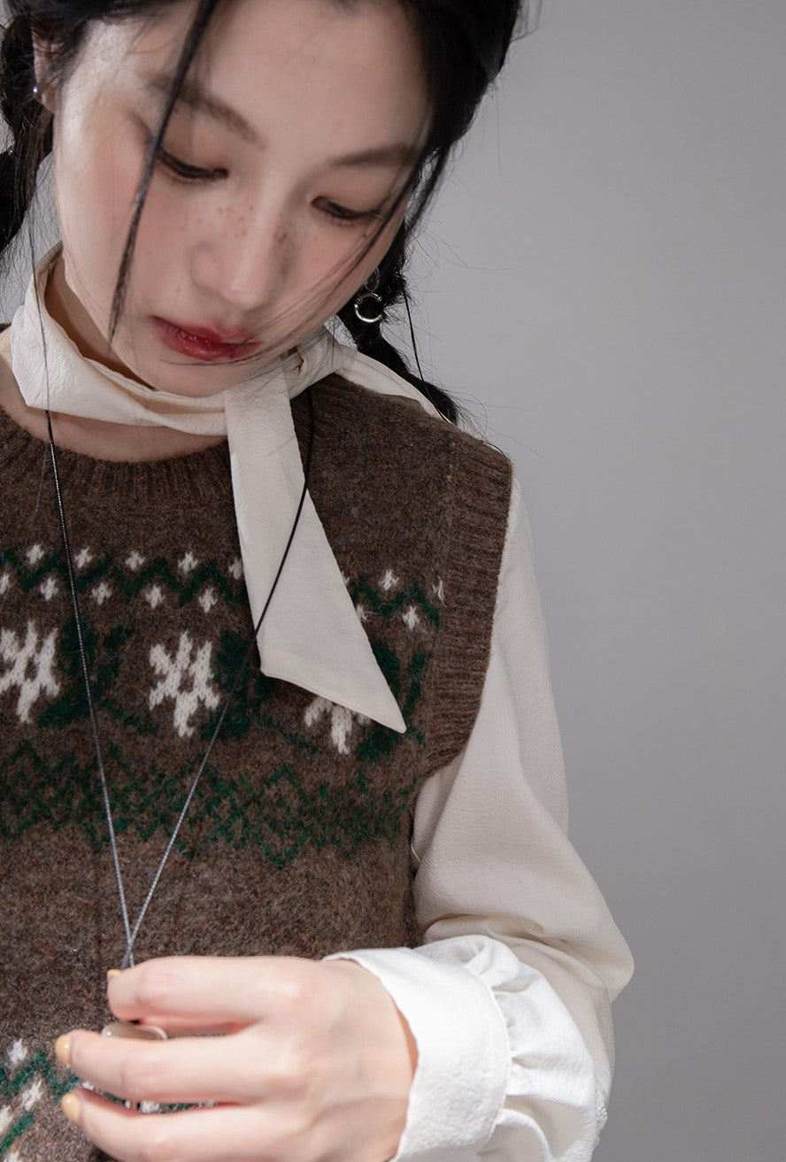 Chestnut Brown Knitted Vest COT0355