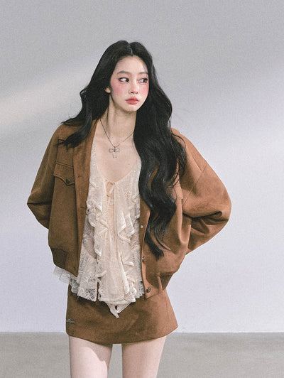 Brown Jacket/Skirt/Hepburn Style Shirt DIA0582
