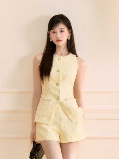 Beaded Sleeveless Vest/Shorts OSH0117