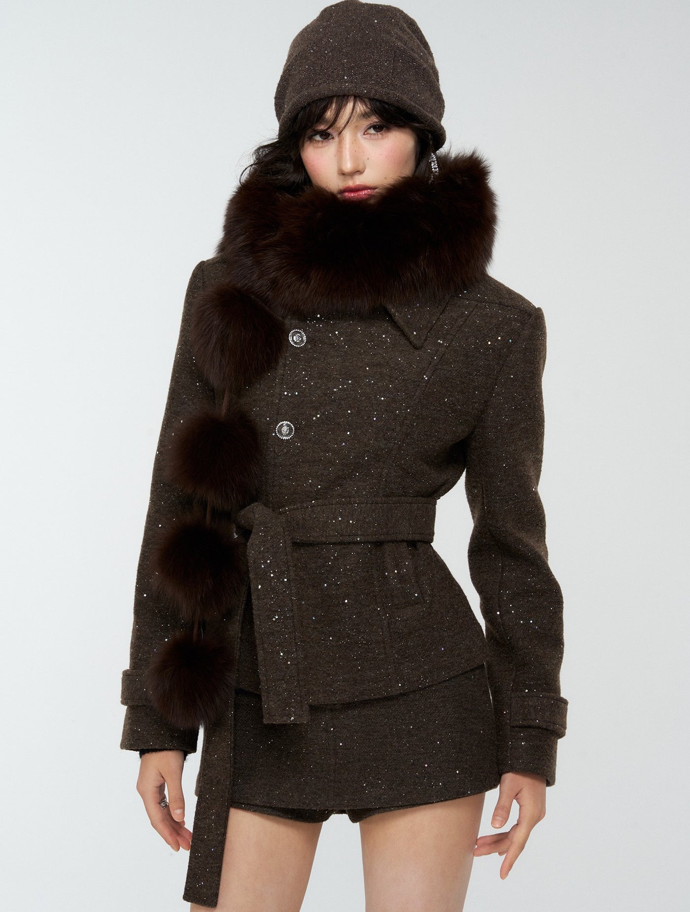 Pom-pom Puff Fur Scarf 4MU0172