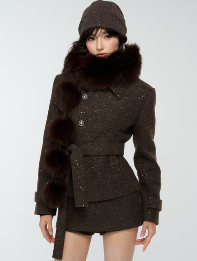 Pom-pom Puff Fur Scarf 4MU0172