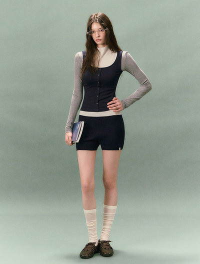 Casual Collared V-neck Sweater/Shorts LAL0234