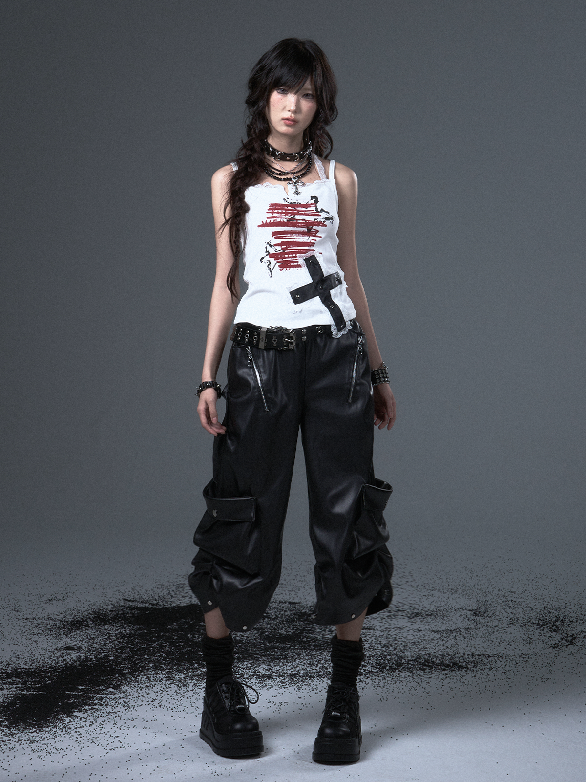 Punk Lantern Leather Pants FRU0100