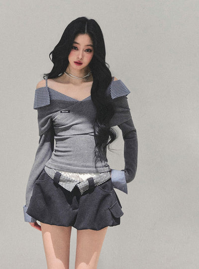 Plaid A-line Tulip Skirt DIA0691