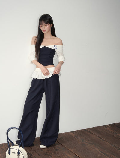One-shoulder Top/Ruffled Scimitar Pants SOO0007