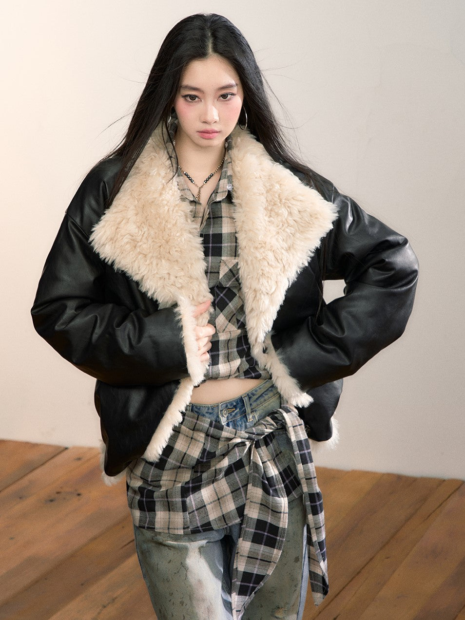 Reversible Fur-lined Leather Jacket VIA0348