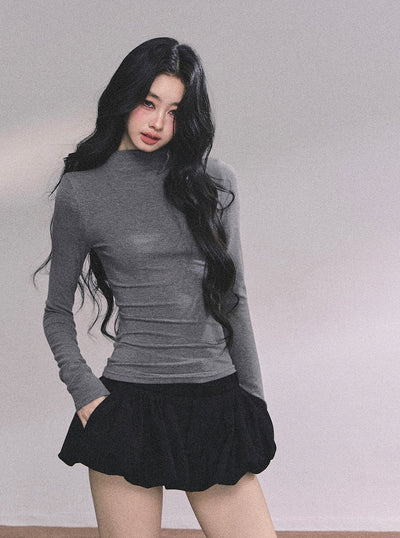 French Turtleneck Knitted Shawl/Slim Top DIA0614